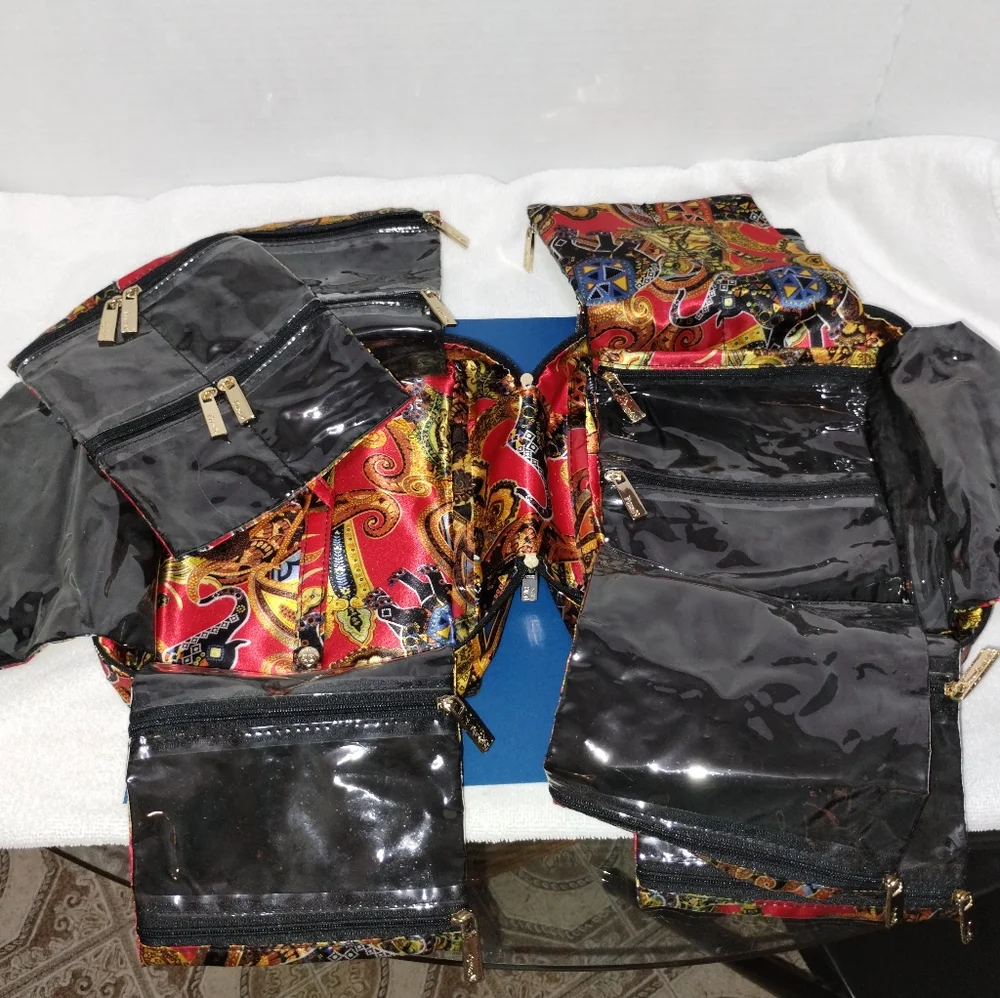 PurseN Tech Vibrant Red and Gold Travel Bag - Picture 2 of 6